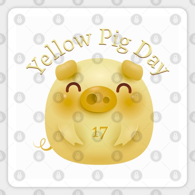 Yellow Pig Day, 17 Magnet by HolidayBug